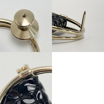 Chanel CC Logo Quilted Hoop Brooch Gold Black — view 6