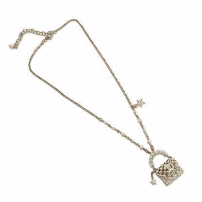 Chanel CC Logo Quilted Necklace Gold White Rhinestone Faux Pearl — view 3