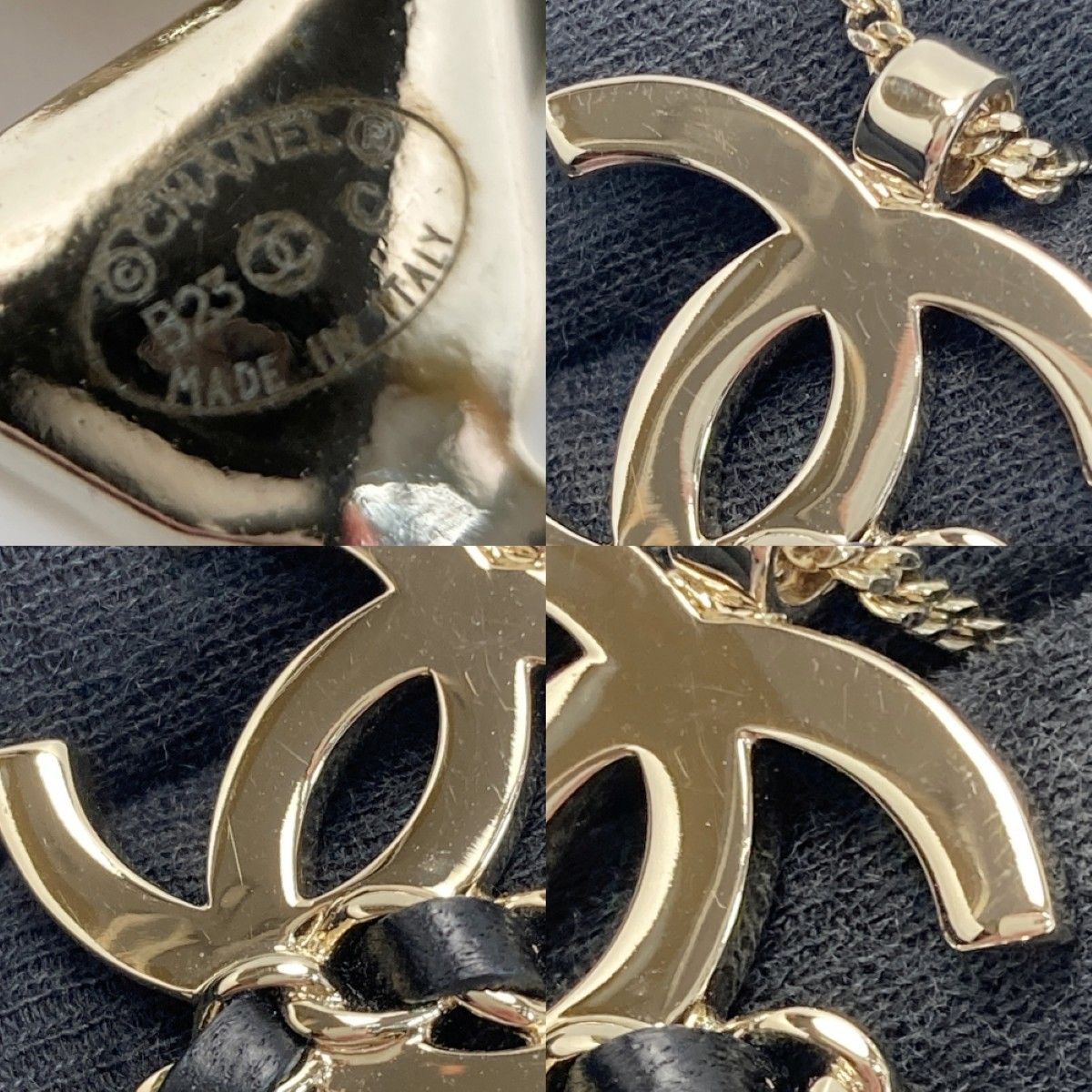 Chanel CC Logo Quilted Bag Motif Necklace Gold White — view 6
