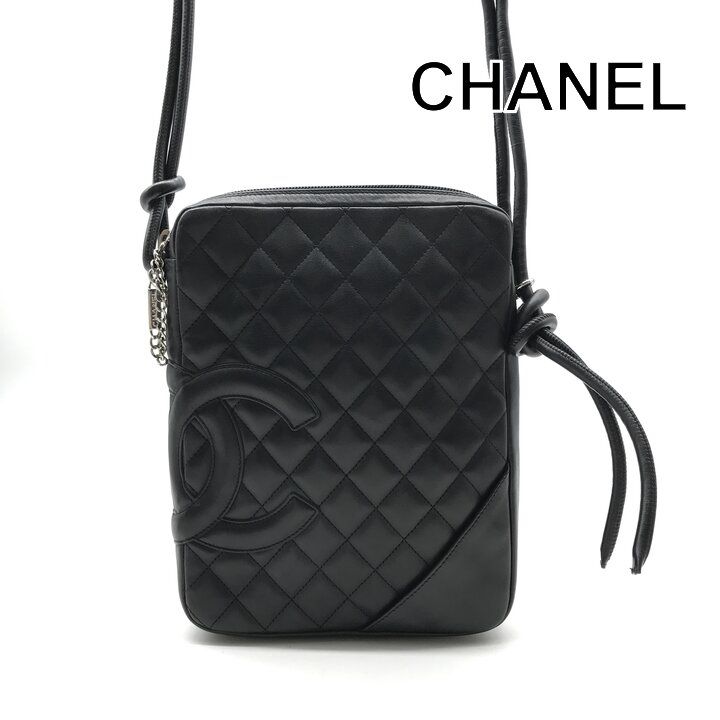 Chanel Cambon Quilted Lambskin Shoulder Bag Black Purse