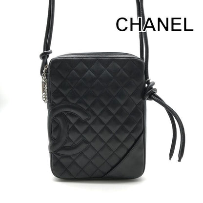 Chanel Cambon Quilted Lambskin Shoulder Bag Black Purse