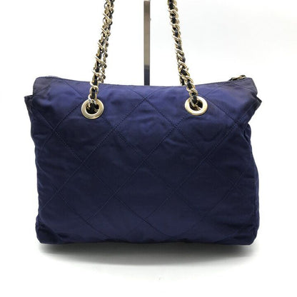 Prada Triangle Logo Nylon Tessuto Chain Shoulder Bag Blue — view 2