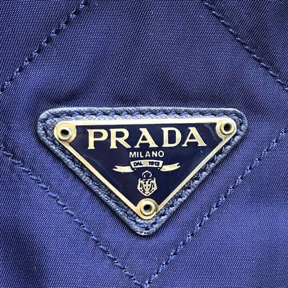 Prada Triangle Logo Nylon Tessuto Chain Shoulder Bag Blue — view 9