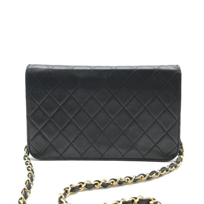 Chanel CC Logo Quilted Lambskin Chain Shoulder Bag Push Lock Black — view 3