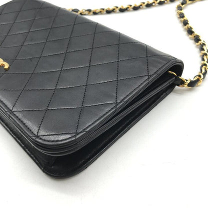 Chanel CC Logo Quilted Lambskin Chain Shoulder Bag Push Lock Black — view 6