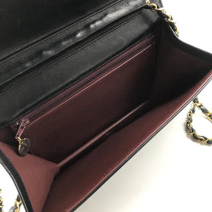 Chanel CC Logo Quilted Lambskin Chain Shoulder Bag Push Lock Black — view 9