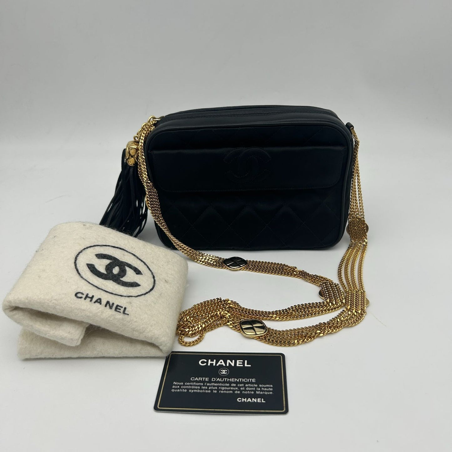 Chanel CC Logo Stitch Quadruple Strand Chain Fringe Shoulder — view 2