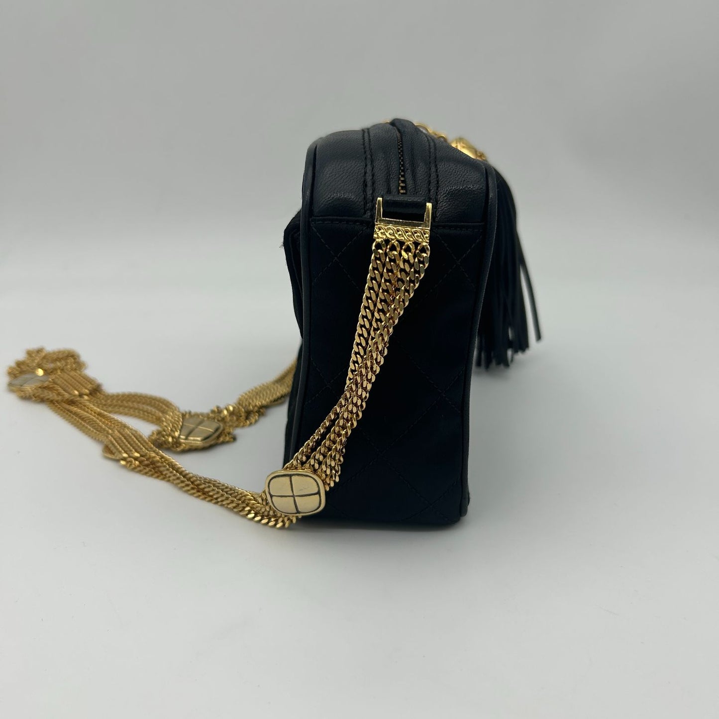 Chanel CC Logo Stitch Quadruple Strand Chain Fringe Shoulder — view 6