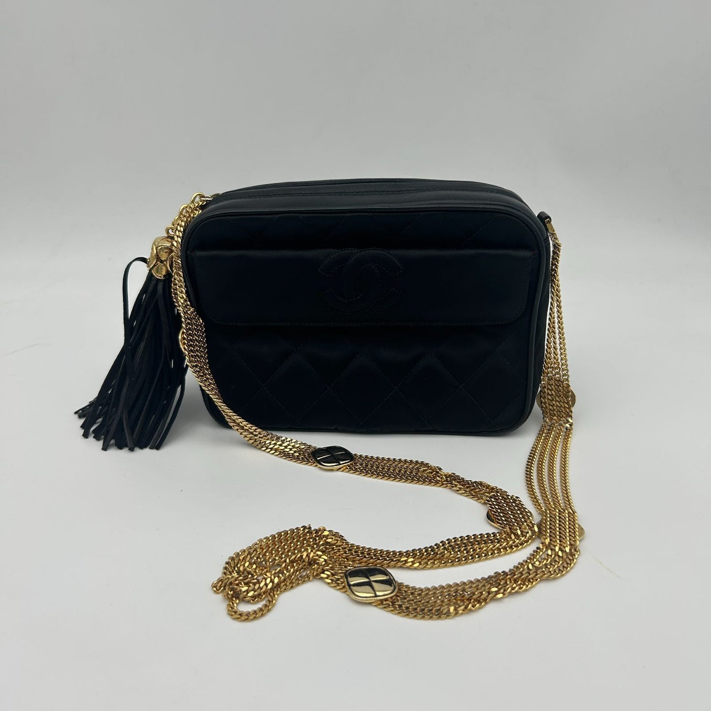 Chanel CC Logo Stitch Quadruple Strand Chain Fringe Shoulder — view 3