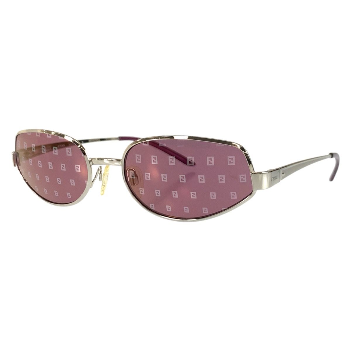 Fendi Vintage Zucca Purple Silver Metal Mod 55 Sunglasses Eyewear