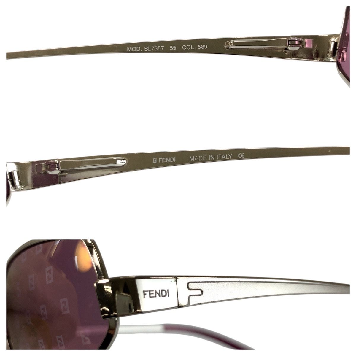 Fendi Vintage Zucca Purple Silver Metal Mod 55 Sunglasses Eyewear — view 7