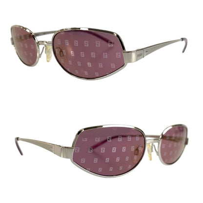 Fendi Vintage Zucca Purple Silver Metal Mod 55 Sunglasses Eyewear — view 4