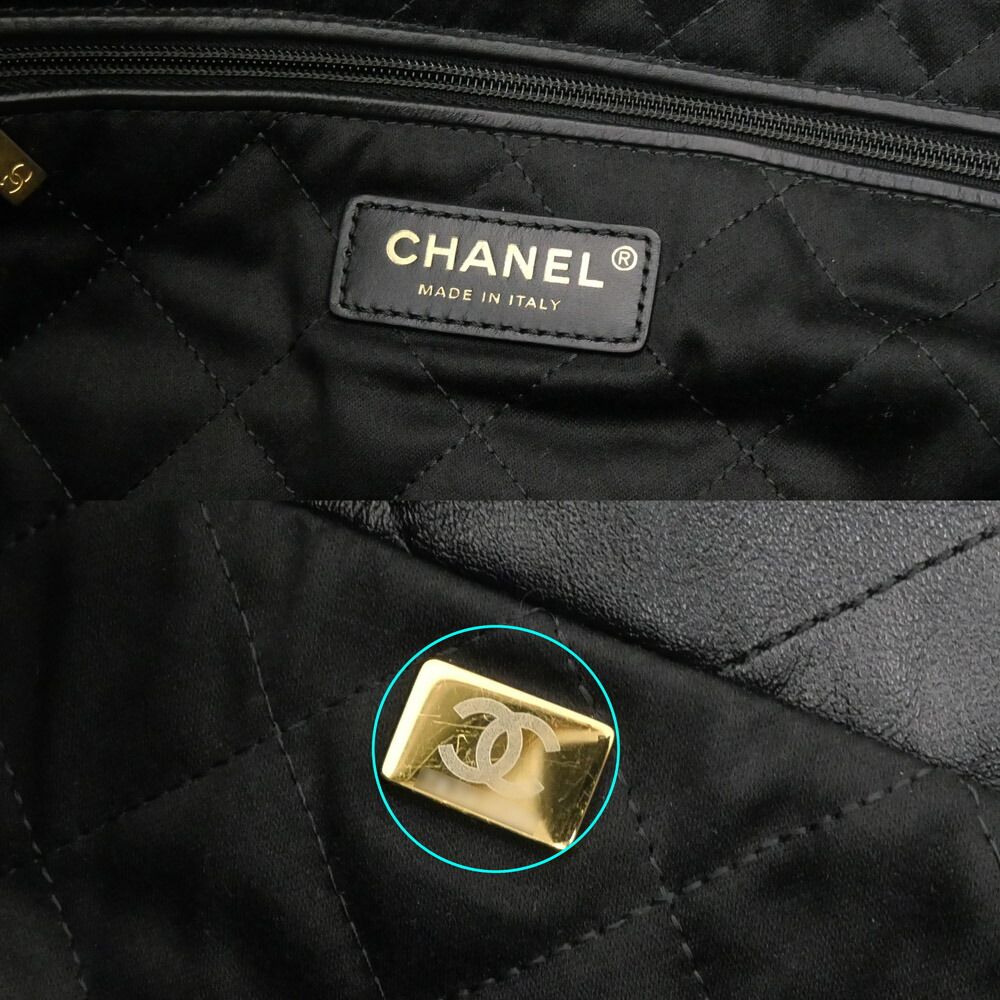 Chanel 22 Small Handbag Black Gold Calfskin Chain — view 6