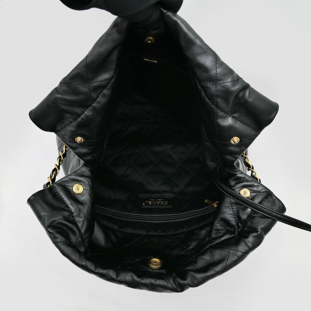 Chanel 22 Small Handbag Black Gold Calfskin Chain — view 5