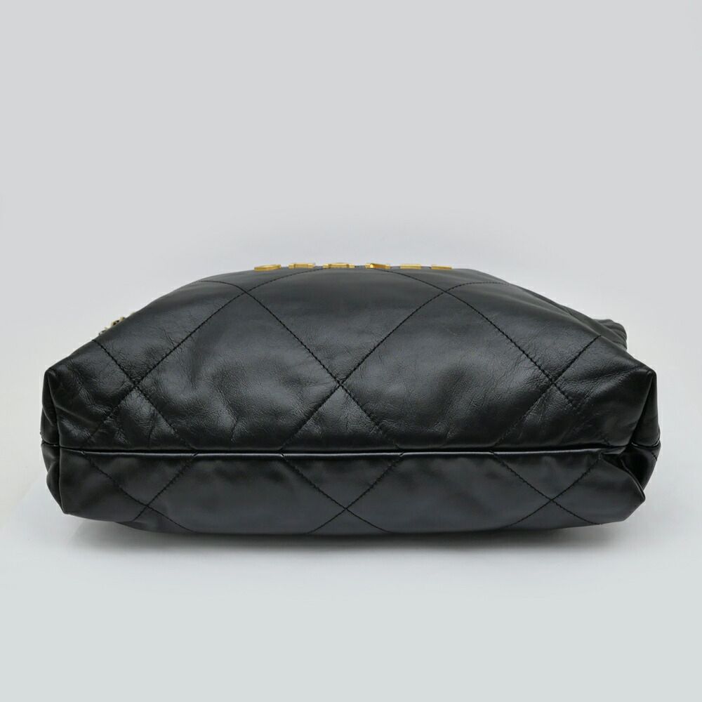 Chanel 22 Small Handbag Black Gold Calfskin Chain — view 3