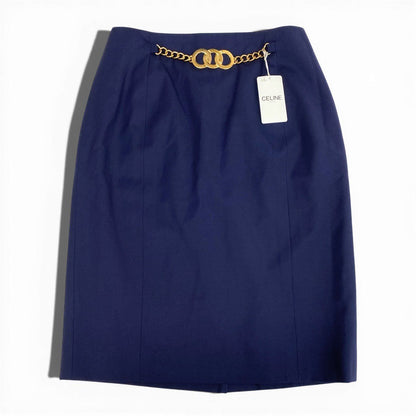 Celine Vintage Gold Ring Chain Skirt Knee Length 40