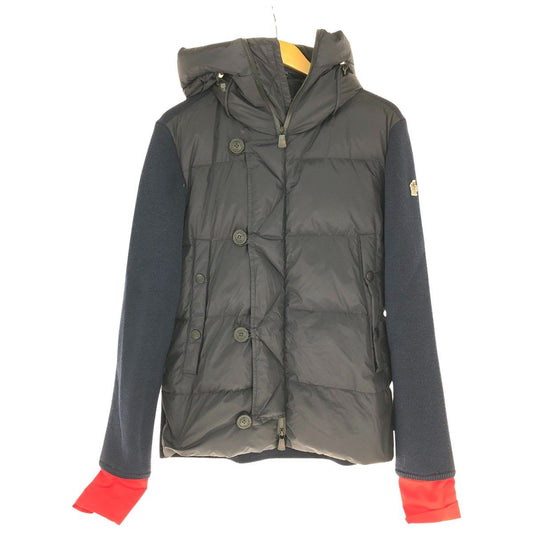 Moncler Jacket Down L Knit Contrast Navy