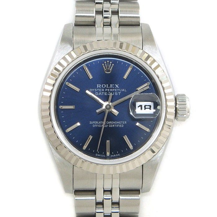 Rolex Watch Datejust P Number Bar Index Sunray Blue Dial Full Ted Bezel Jubilee