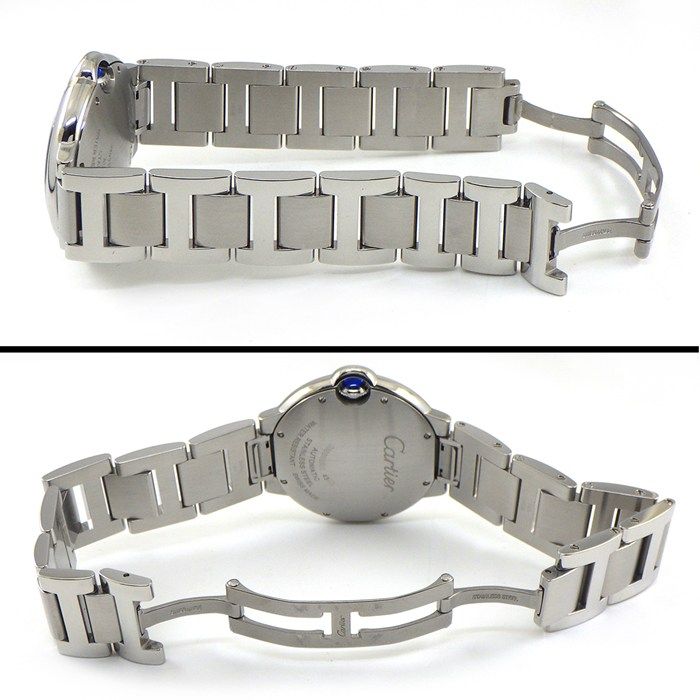 Cartier Watch Baron Blue Guilloche Silver Dial Roman Index SS Automatic Winding — view 3