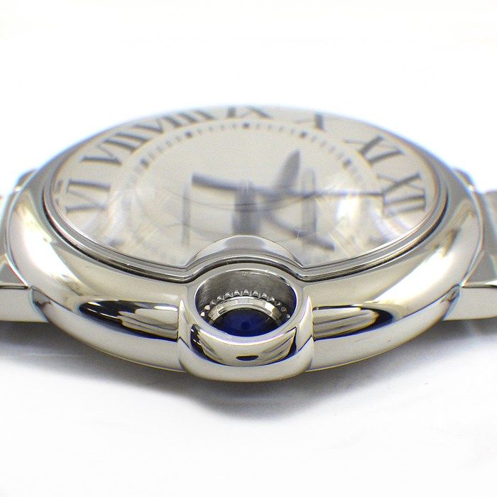 Cartier Watch Baron Blue Guilloche Silver Dial Roman Index SS Automatic Winding — view 2