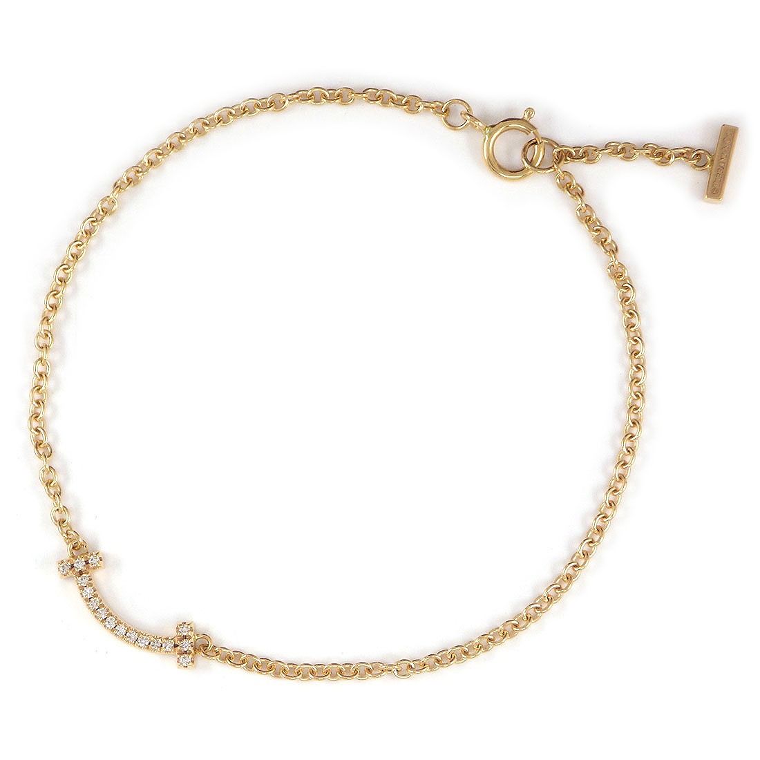 Tiffany & Co Bracelet T Smile Mini Micro Diamond Total 18k Pink Gold