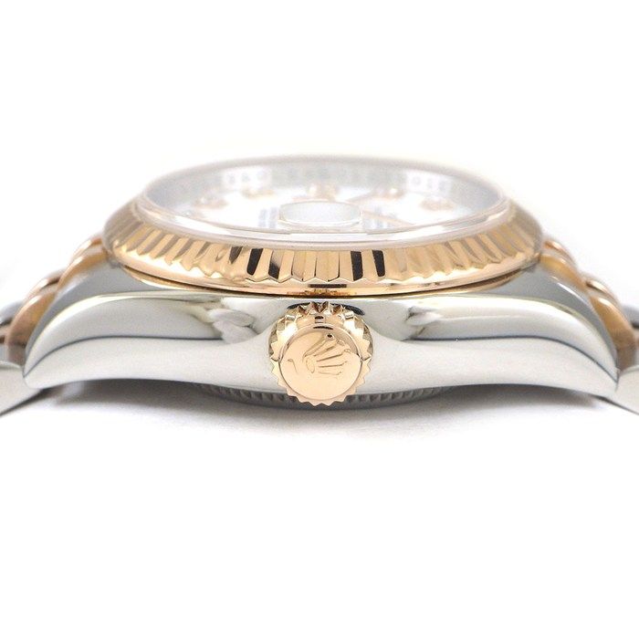 Rolex Watch Datejust Number 10 Points Diamond Index White Dial Date Everose — view 2