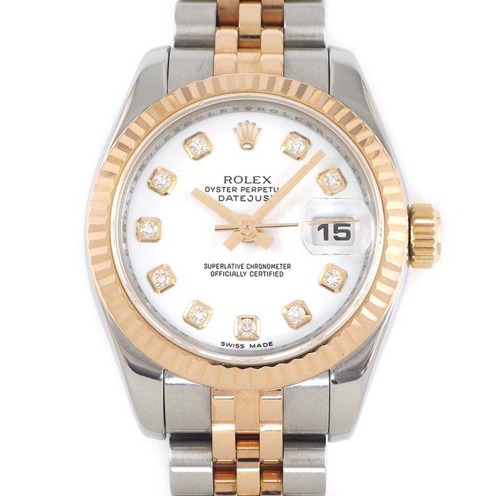Rolex Watch Datejust Number 10 Points Diamond Index White Dial Date Everose