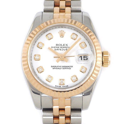 Rolex Watch Datejust Number 10 Points Diamond Index White Dial Date Everose