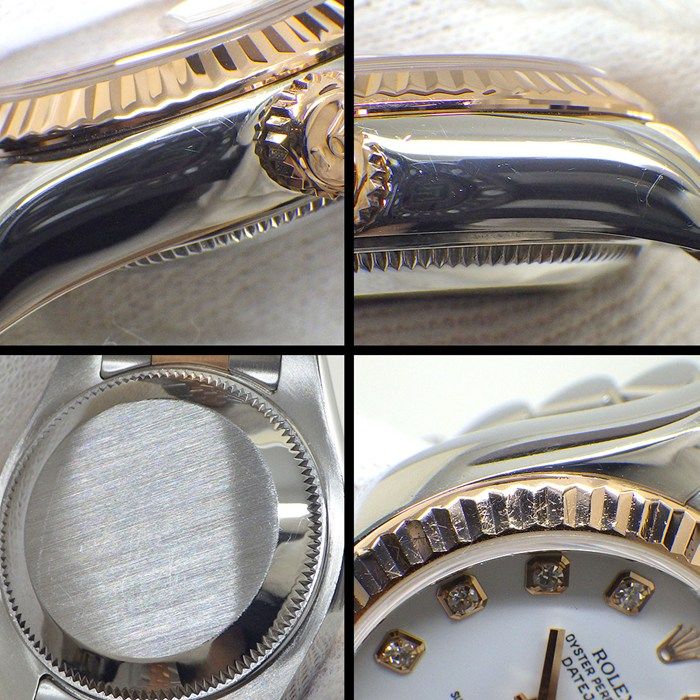 Rolex Watch Datejust Number 10 Points Diamond Index White Dial Date Everose — view 7