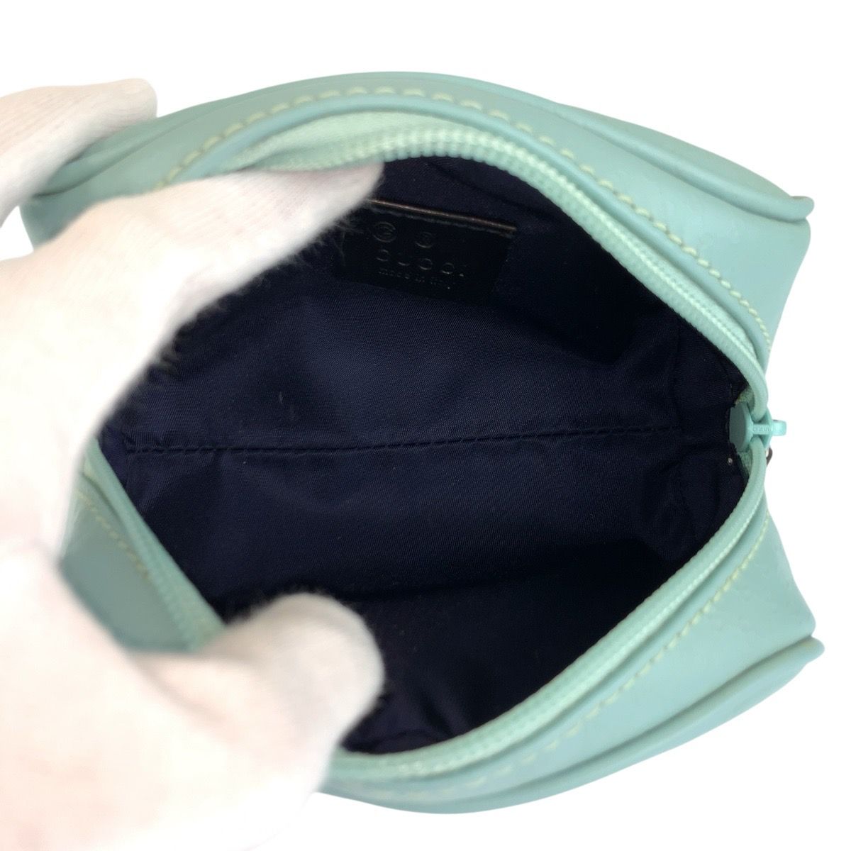 Gucci Guccissima Mint Blue Leather Pouch Makeup — view 8
