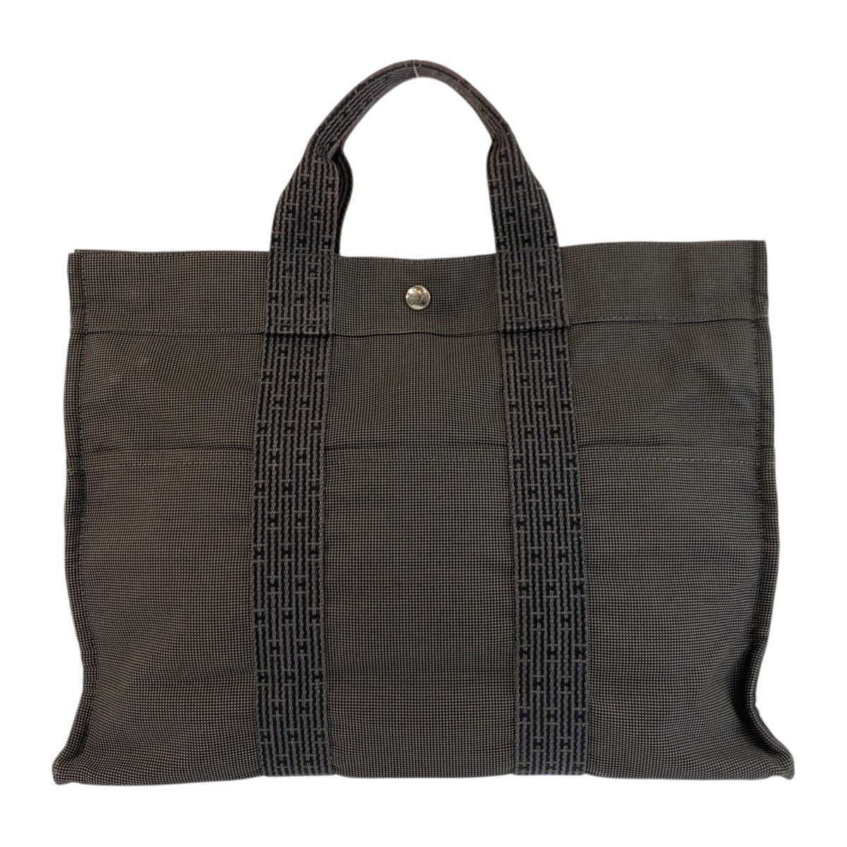 Hermes Her Line MM Gray Silver Polyamide Polyester Tote — view 2