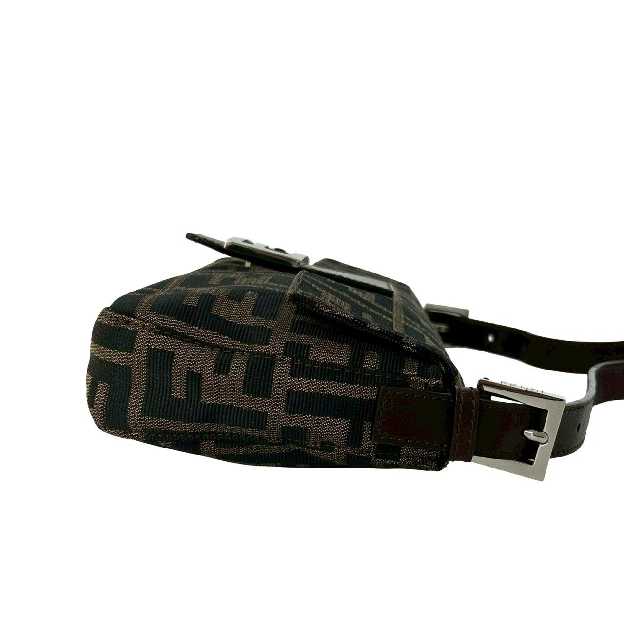 Fendi Mamma Bucket Zucca FF Logo Pattern Canvas Leather Shoulder Bag Brown — view 6