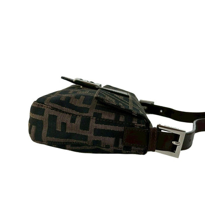 Fendi Mamma Bucket Zucca FF Logo Pattern Canvas Leather Shoulder Bag Brown — view 6