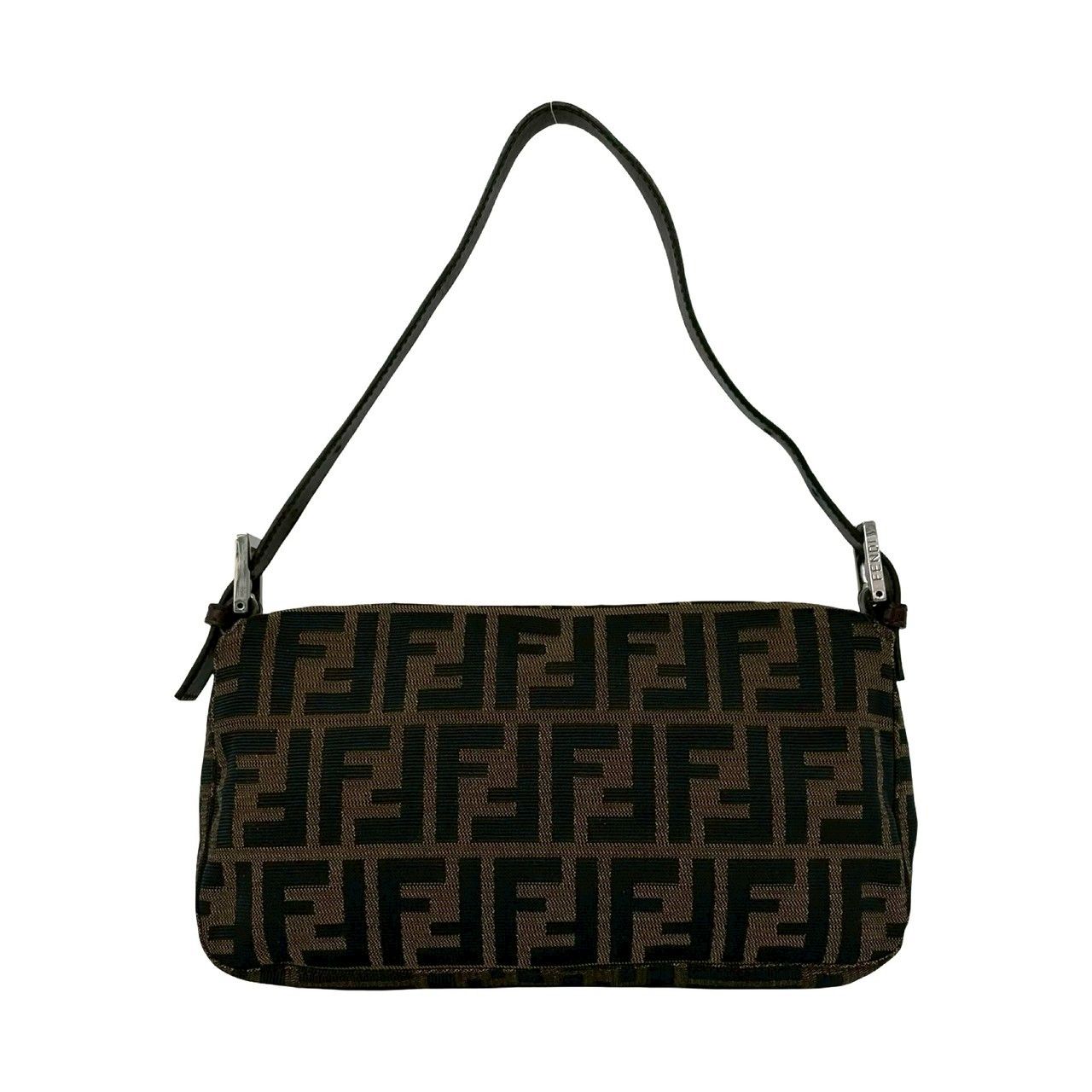 Fendi Mamma Bucket Zucca FF Logo Pattern Canvas Leather Shoulder Bag Brown — view 3