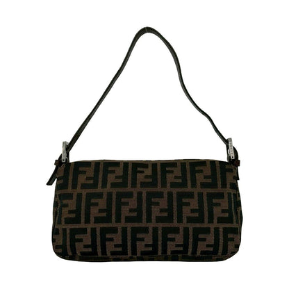 Fendi Mamma Bucket Zucca FF Logo Pattern Canvas Leather Shoulder Bag Brown — view 3