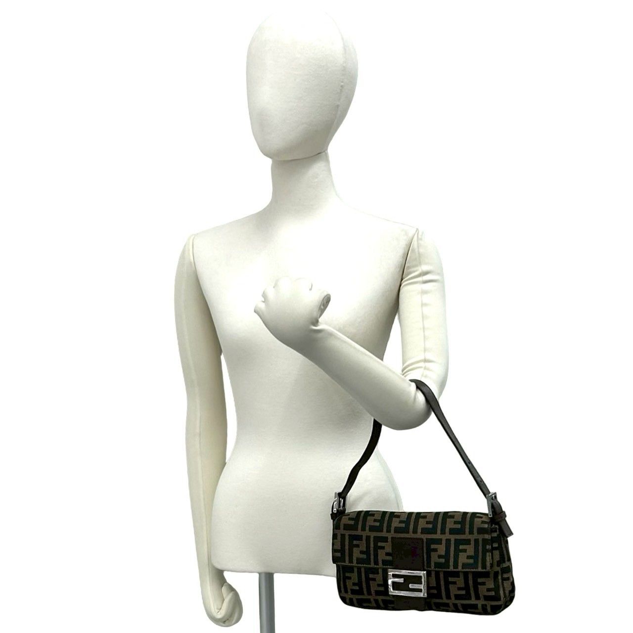 Fendi Mamma Bucket Zucca FF Logo Pattern Canvas Leather Shoulder Bag Brown — view 2