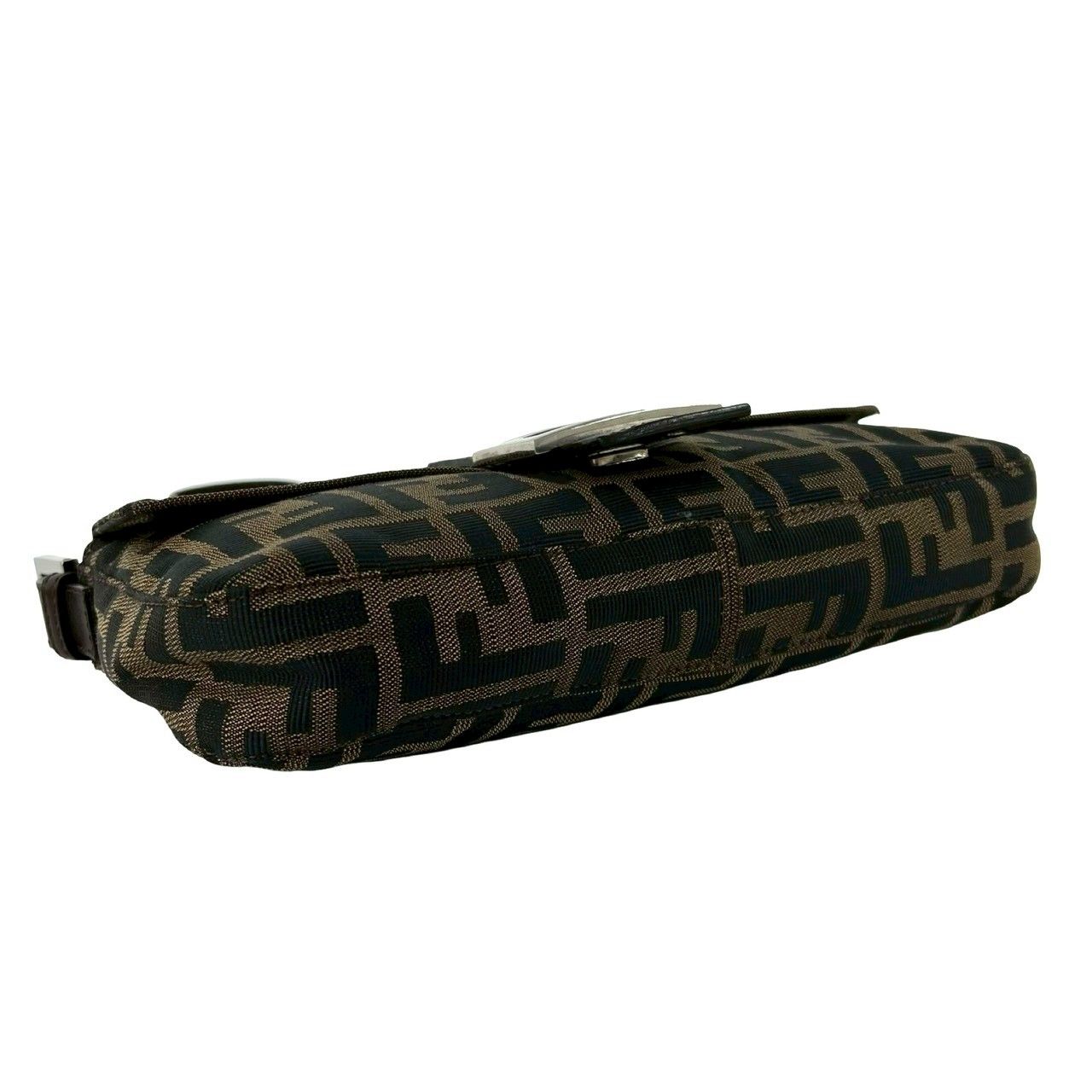 Fendi Mamma Bucket Zucca FF Logo Pattern Canvas Leather Shoulder Bag Brown — view 7