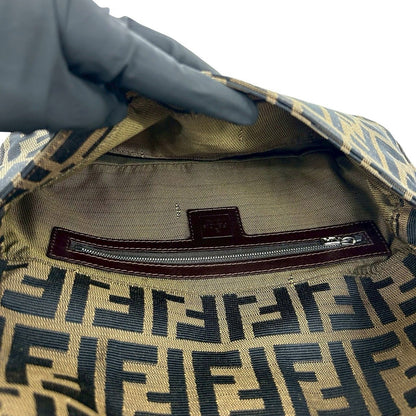 Fendi Mamma Bucket Zucca FF Logo Pattern Canvas Leather Shoulder Bag Brown — view 9