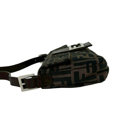 Fendi Mamma Bucket Zucca FF Logo Pattern Canvas Leather Shoulder Bag Brown — view 5