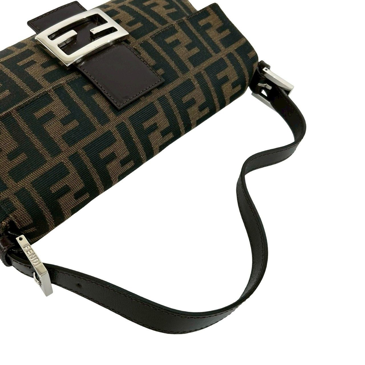 Fendi Mamma Bucket Zucca FF Logo Pattern Leather Canvas Shoulder Bag Brown — view 4
