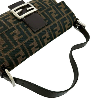 Fendi Mamma Bucket Zucca FF Logo Pattern Leather Canvas Shoulder Bag Brown — view 4