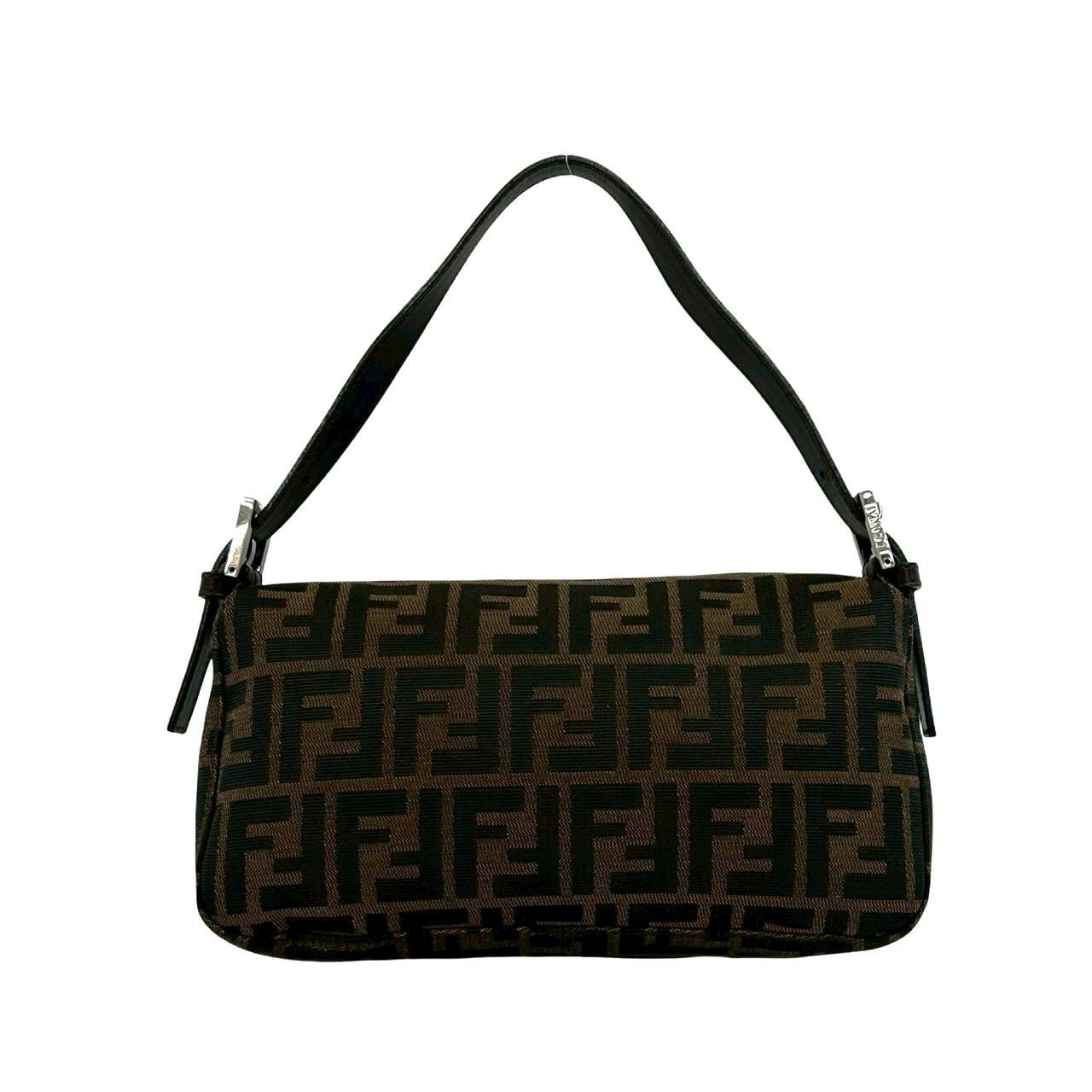 Fendi Mamma Bucket Zucca FF Logo Pattern Leather Canvas Shoulder Bag Brown — view 3