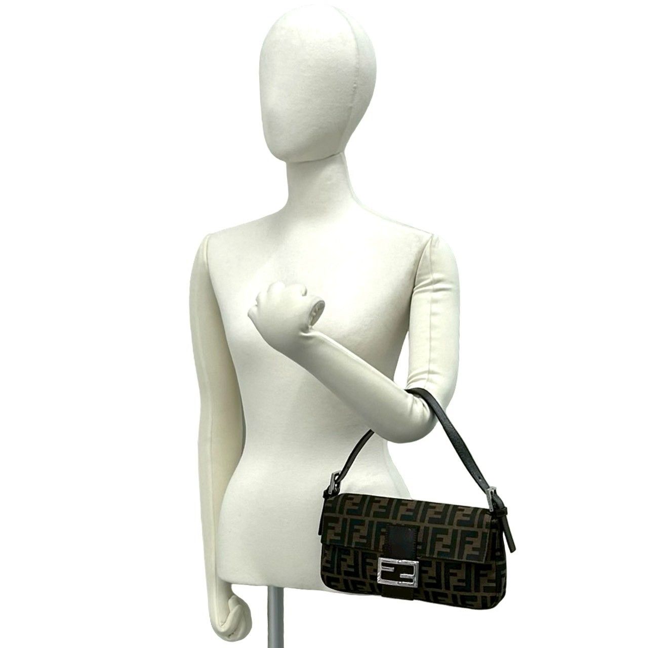 Fendi Mamma Bucket Zucca FF Logo Pattern Leather Canvas Shoulder Bag Brown — view 2