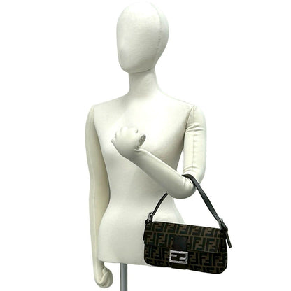 Fendi Mamma Bucket Zucca FF Logo Pattern Leather Canvas Shoulder Bag Brown — view 2