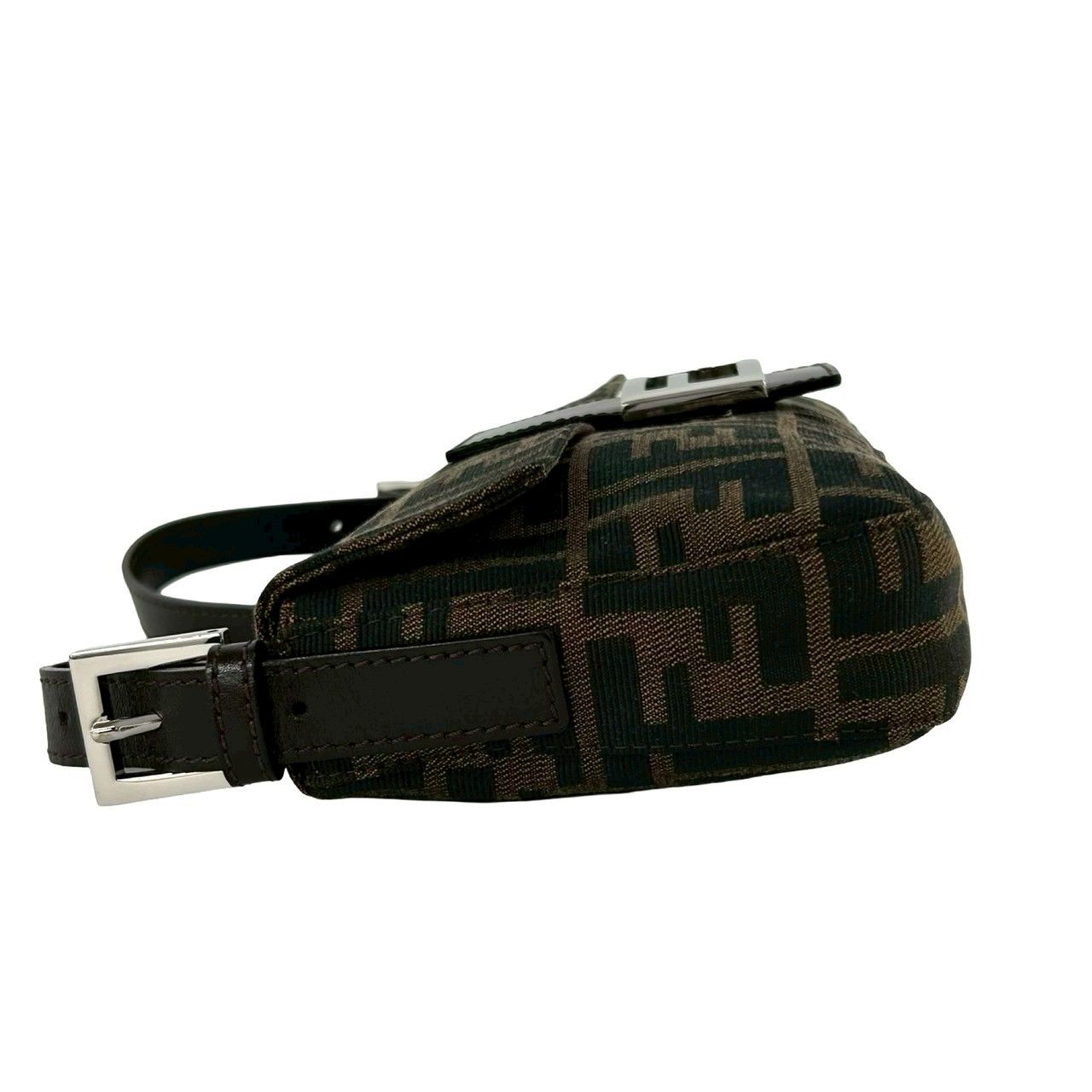 Fendi Mamma Bucket Zucca FF Logo Pattern Leather Canvas Shoulder Bag Brown — view 5