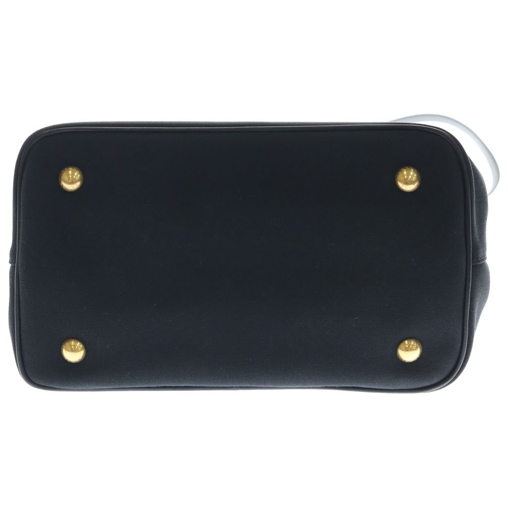 Prada Logo Jacquard 2-Way Shoulder Bag Black Leather Canvas Gold — view 5