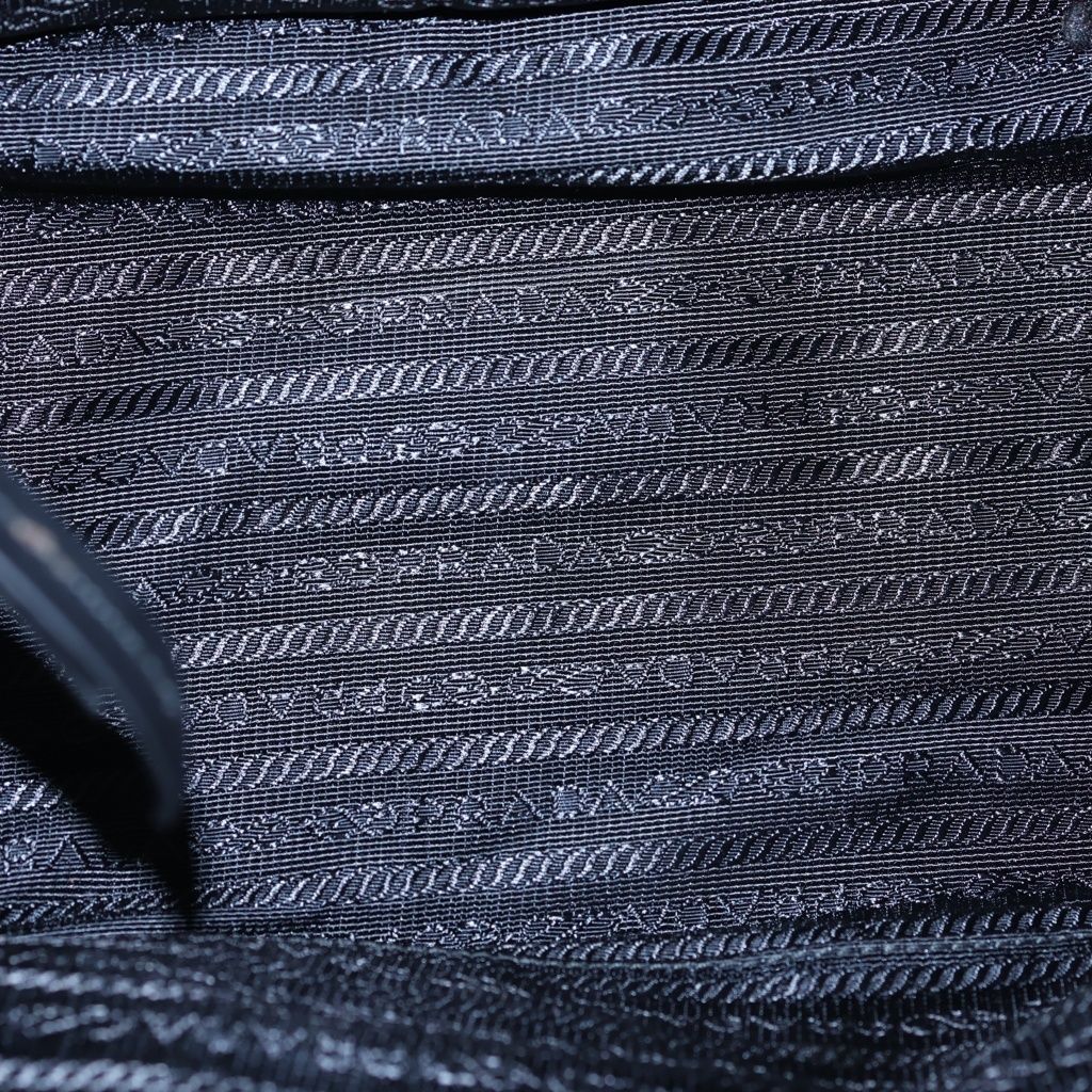 Prada Logo Jacquard 2-Way Shoulder Bag Black Leather Canvas Gold — view 4