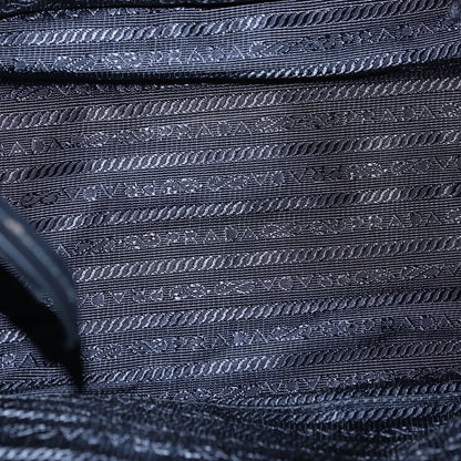 Prada Logo Jacquard 2-Way Shoulder Bag Black Leather Canvas Gold — view 4
