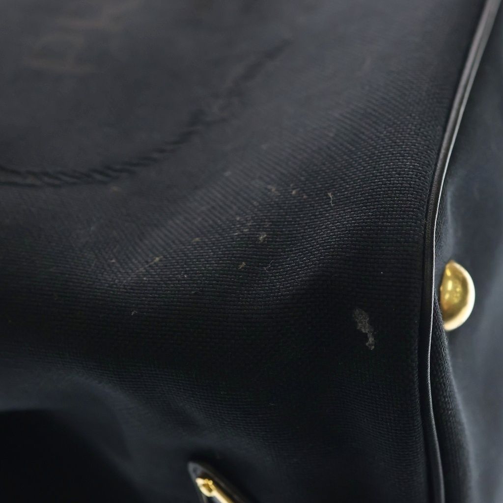 Prada Logo Jacquard 2-Way Shoulder Bag Black Leather Canvas Gold — view 6