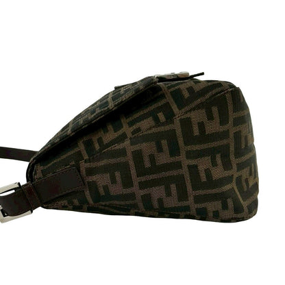 Fendi Mamma Bucket Zucca FF Logo Pattern Canvas Leather Shoulder Bag Brown — view 5